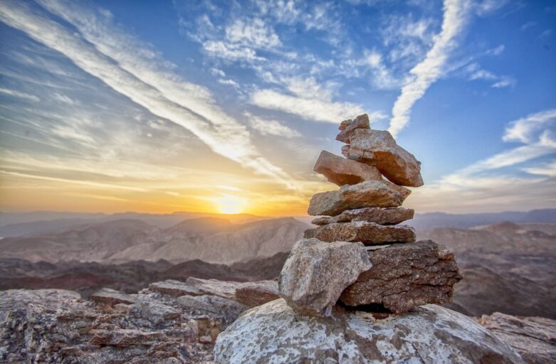 balanced rocks on a mountain